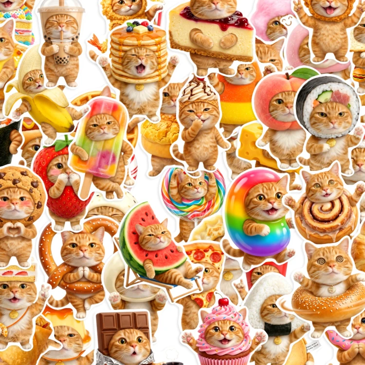 Naklejki winylowe Wlepy Kocie Jedzenie Koty 50 szt STICKERBOMB