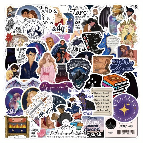 Naklejki winylowe Wlepy Dwór cierni i róż ACOTAR 60 szt STICKERBOMB