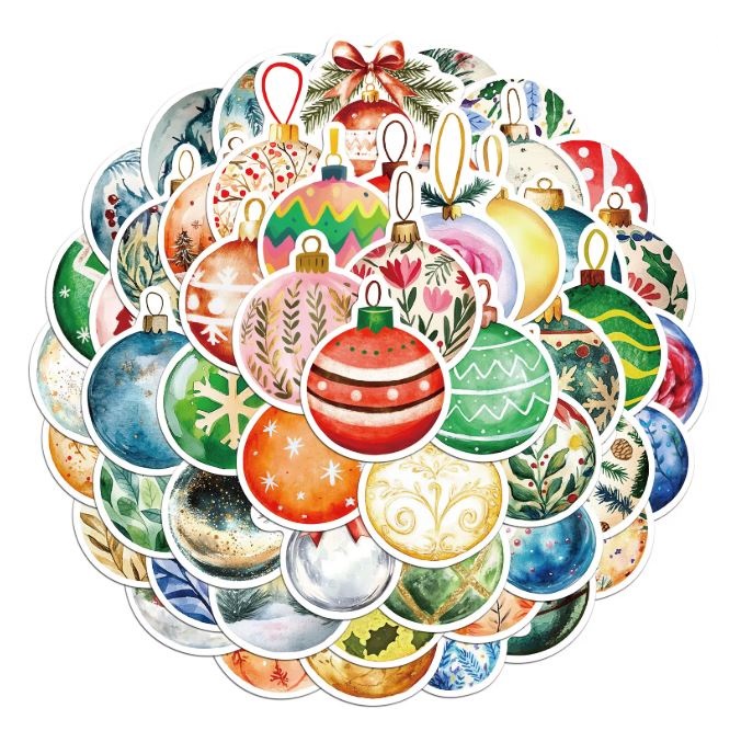 Naklejki Wlepy Bombki Choinka Święta Boże Narodzenie 55szt STICKERBOMB