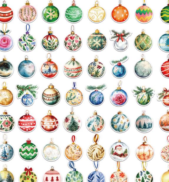 Naklejki Wlepy Bombki Choinka Święta Boże Narodzenie 55szt STICKERBOMB