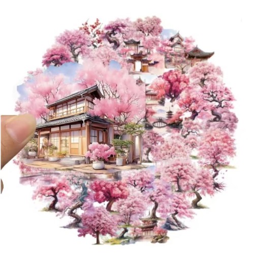 Naklejki winylowe Wlepy Kwiat Wiśni Sakura Japonia 50 szt STICKERBOMB