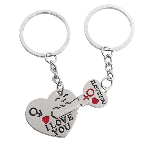 Zestaw breloków Breloczek Serce z kluczem I love You dla zakochanych