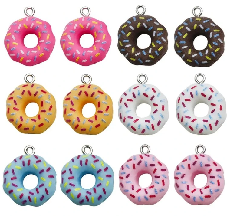 Zawieszki żywiczne Charms Kolorowe donuty Pączki MIX kolorów 4 sztuki
