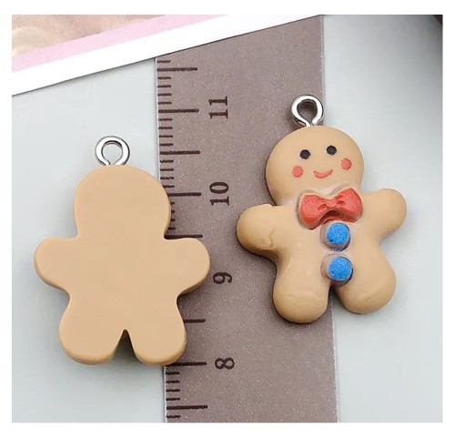 Zawieszki żywiczne Charms Piernikowe ludziki Ciastek Kawaii 2 sztuki