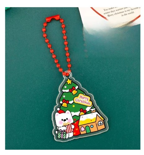 Brelok akrylowy Zawieszka Świąteczna Kotek Kawaii Boże Narodzenie