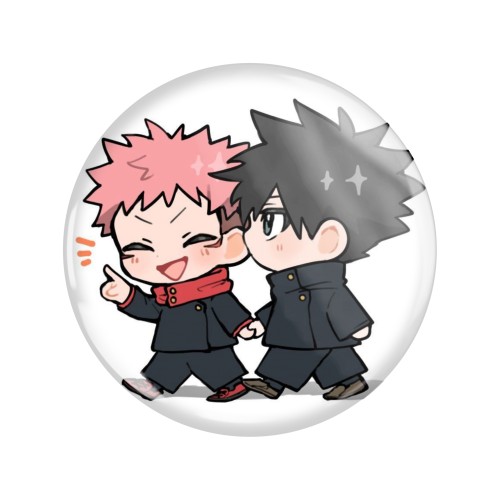 Przypinka button badzik badge Itadori i Fushiguro Chibi Jujutsu Kaisen 58mm