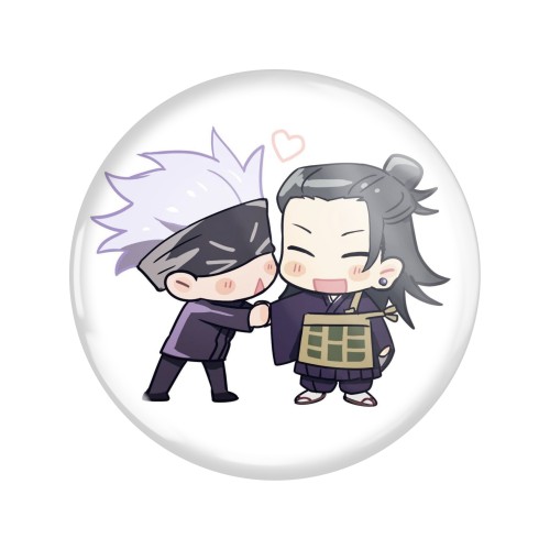 Przypinka button badzik badge Gojo i Geto Chibi Jujutsu Kaisen 58mm