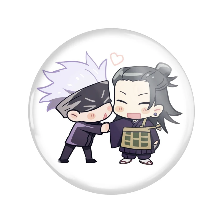 Przypinka button badzik badge Gojo i Geto Chibi Jujutsu Kaisen 58mm