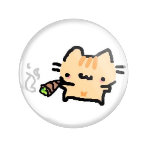 Przypinka button badzik badge Basiilleaf Bazyl Kot Palacz 58mm