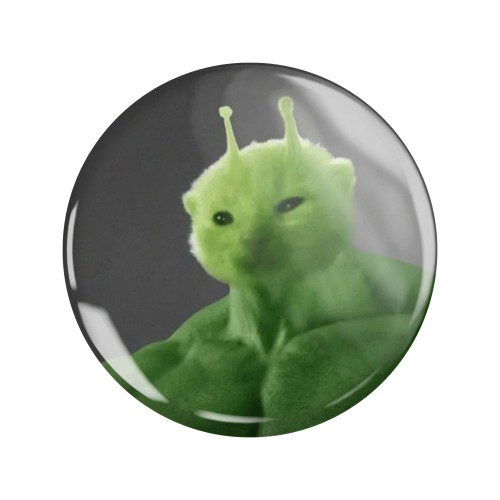Przypinka button badzik badge Chad Glorp Alien Cat Meme Memy Śmieszne 58mm