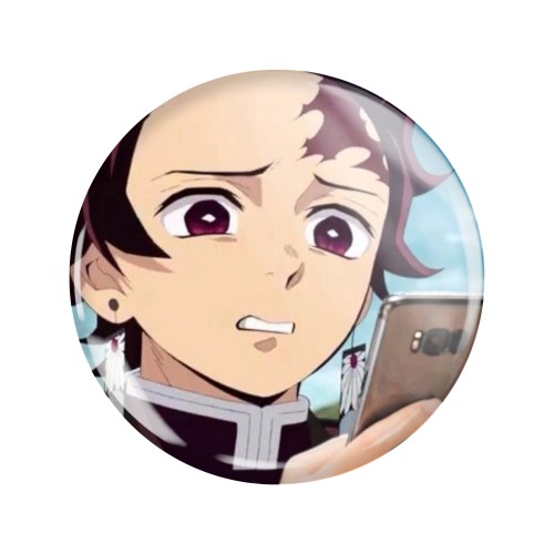 Przypinka button badzik badge Tanjiro Phone Meme Demon Slayer Memy 58mm
