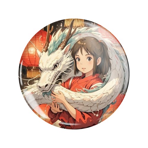Przypinka button badzik badge Chihiro Haku Spirited Away Ghibli 58mm