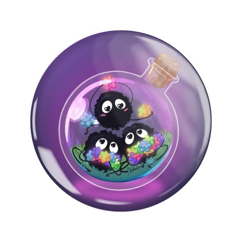 Magnes okrągły na lodówkę Soot sprites Kurzyki Spirited Away Ghibli 58mm