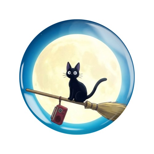 Przypinka button badzik badge Jiji Podniebna Poczta Kiki Ghibli ver. 1 58mm