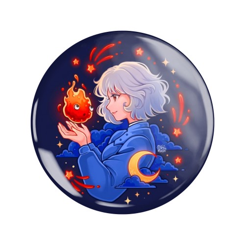 Magnes okrągły na lodówkę Sophie Calcifer Ruchomy zamek Hauru 58mm