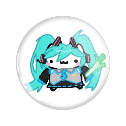 Magnes okrągły na lodówkę Basiilleaf Bazyl Kot Hatsune Miku 58mm