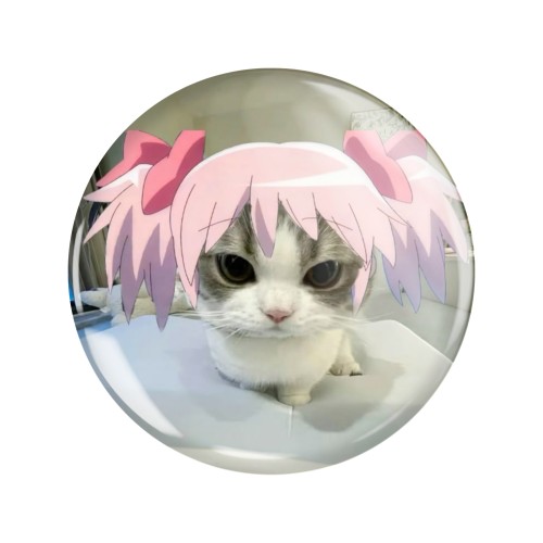 Przypinka button badzik badge Puella Magi Madoka Magica Cat Meme ver. 1