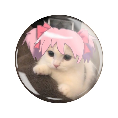 Magnes okrągły na lodówkę Puella Magi Madoka Magica Cat Meme ver. 2