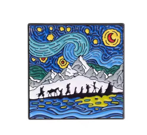 Przypinka emaliowana metalowa PIN wędrówka Drużyny Pierścienia Van Gogh