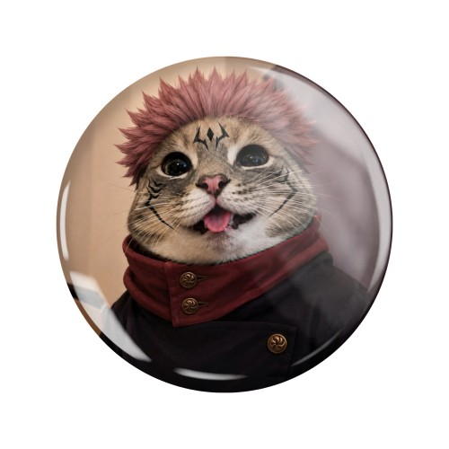 Przypinka button badzik badge Yuji Itadori Sukuna Kot Jujutsu Kaisen 58mm