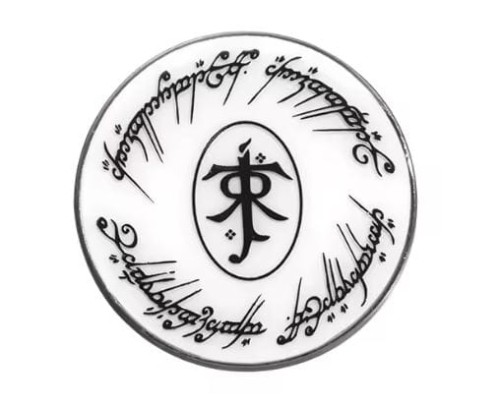 Przypinka emaliowana metalowa PIN Władca Pierścieni monogram z runami elfów