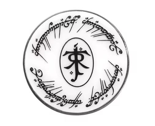 Przypinka emaliowana metalowa PIN Władca Pierścieni monogram z runami elfów