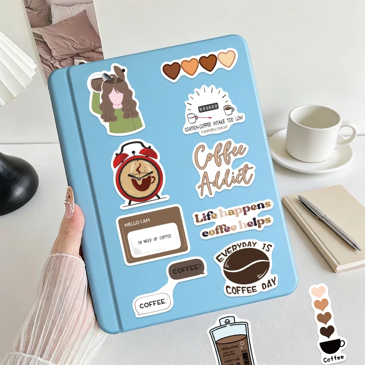 Naklejki Wlepy Coffee Lover Addict Retro Kawa 50 szt STICKERBOMB