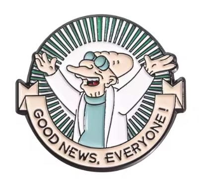 Przypinka emaliowana metalowa PIN Profesor Farnsworth Futurama okrągła