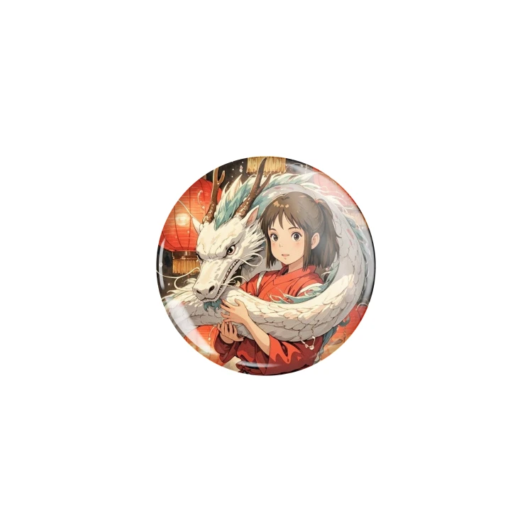 Przypinka button badzik badge Chihiro Haku Spirited Away Ghibli 32mm