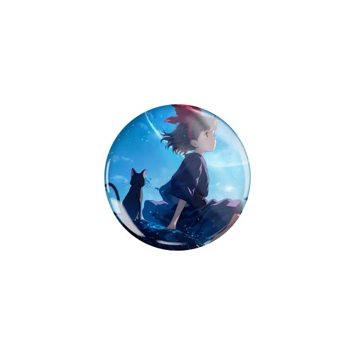 Przypinka button badzik badge Jiji Podniebna Poczta Kiki Ghibli ver.3 32mm