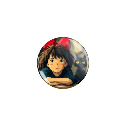 Przypinka button badzik badge Jiji Podniebna Poczta Kiki Ghibli ver.5 32mm