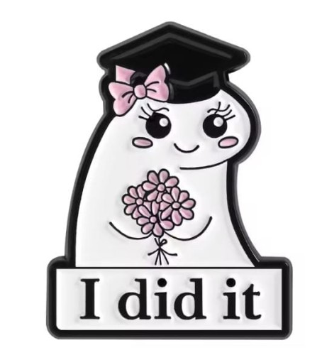 Przypinka emaliowana metalowa PIN zabawny ludzik absolwent Flork