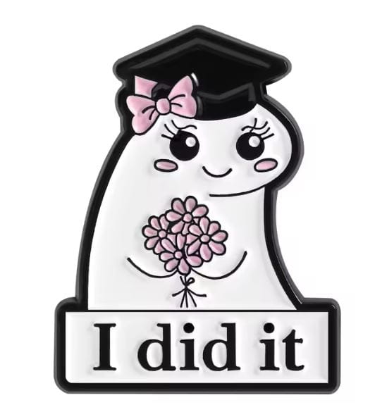 Przypinka emaliowana metalowa PIN zabawny ludzik absolwent Flork