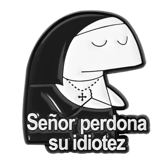 Przypinka emaliowana metalowa PIN zabawny ludzik w stroju zakonnicy Flork