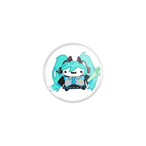 Przypinka button badzik badge Basiilleaf Bazyl Kot Hatsune Miku 32mm