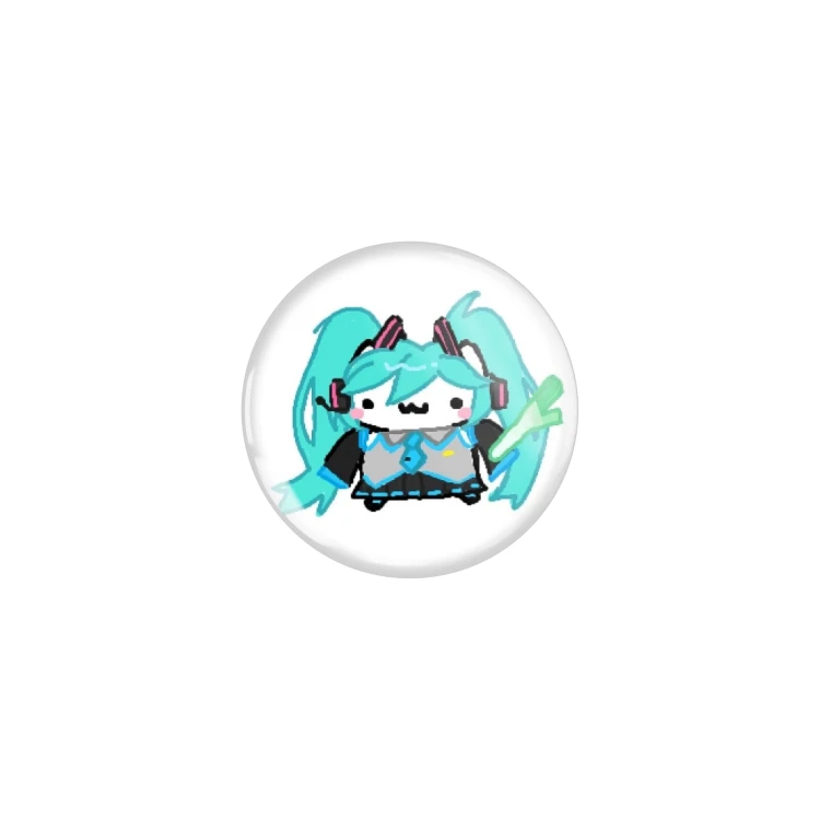 Przypinka button badzik badge Basiilleaf Bazyl Kot Hatsune Miku 32mm
