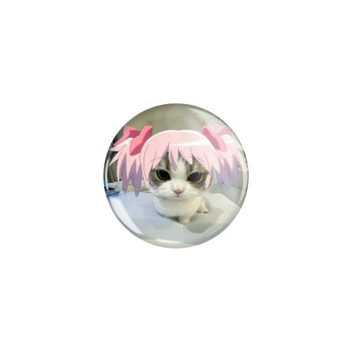 Przypinka button badzik badge Puella Magi Madoka Magica Cat Meme ver. 1 32mm