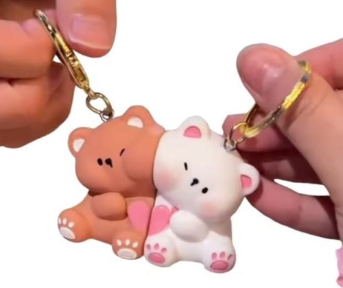 Zestaw 2 Breloków Misiaczki Przytulaski z magnesem połączone CUTE Breloki